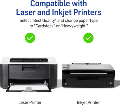 Avery Printable Index Cards, Sure Feed Technology, 3" x 5", Matte White, Laser & Inkjet Compatible, 150 Blank Cards Total, Great for Product Branding, Marketing, and More (5388)