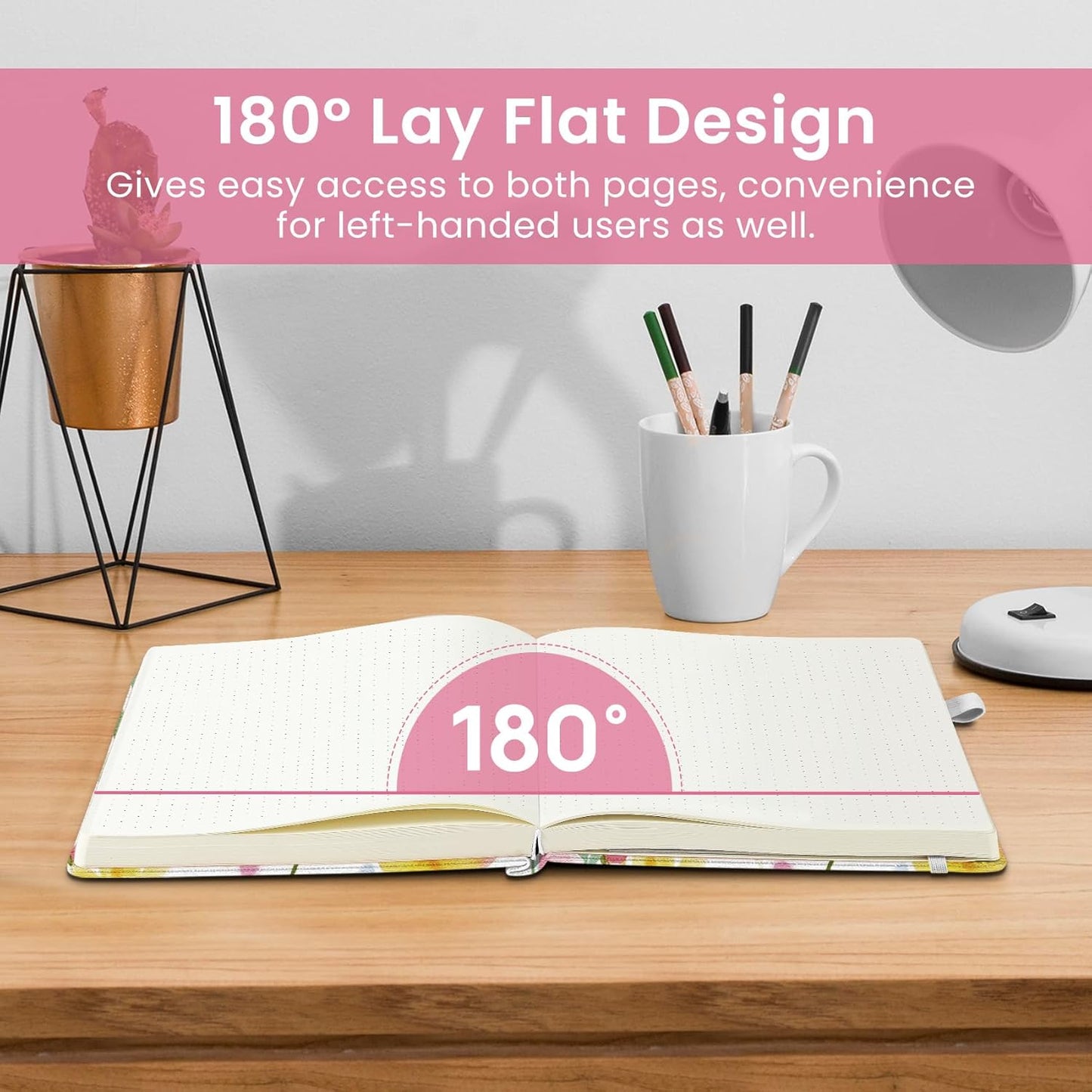 Taja Pretty Lined Journal for Women, Aesthetic Cute Hardcover Leather Journal for Writing, A5 College Ruled Notebook for Work & Note Taking, Perfect for Office School Home, 160 Pages, Meadow Flowers