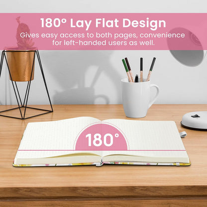 Taja Pretty Lined Journal for Women, Aesthetic Cute Hardcover Leather Journal for Writing, A5 College Ruled Notebook for Work & Note Taking, Perfect for Office School Home, 160 Pages, Meadow Flowers