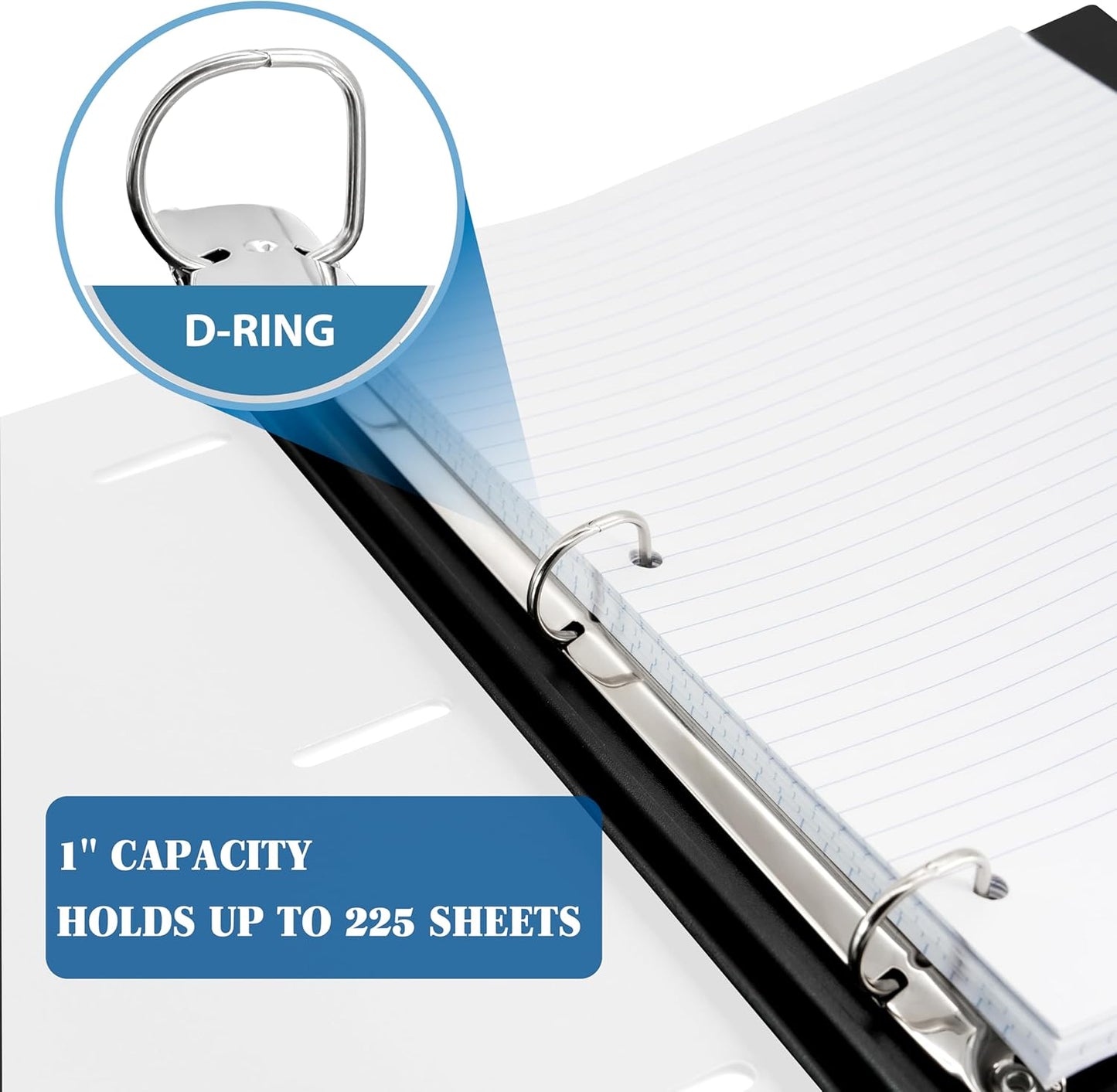 INFUN Telescoping 3 Ring Binder - 4PCS, Portable Plastic 3 Ring Binder with Telescoping Spine, Binders with Foldable Front Cover Holds 8.5"x11" Paper for School, Office, Homes