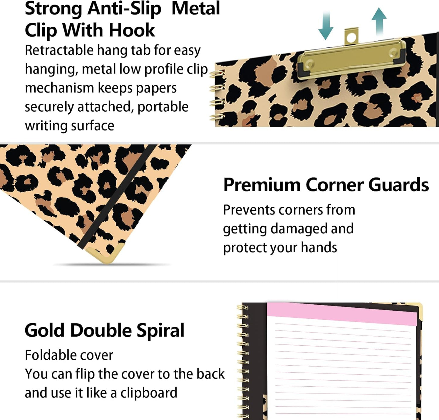 Clipboard Folder with Notepad Refillable Lined for Letter Size (11" x 8.5"), 5 Dividers with Storage 10 Pockets, Cute Spiral Foldable Clipboard with Metal Clip School Office Supplies (Sunflowers)