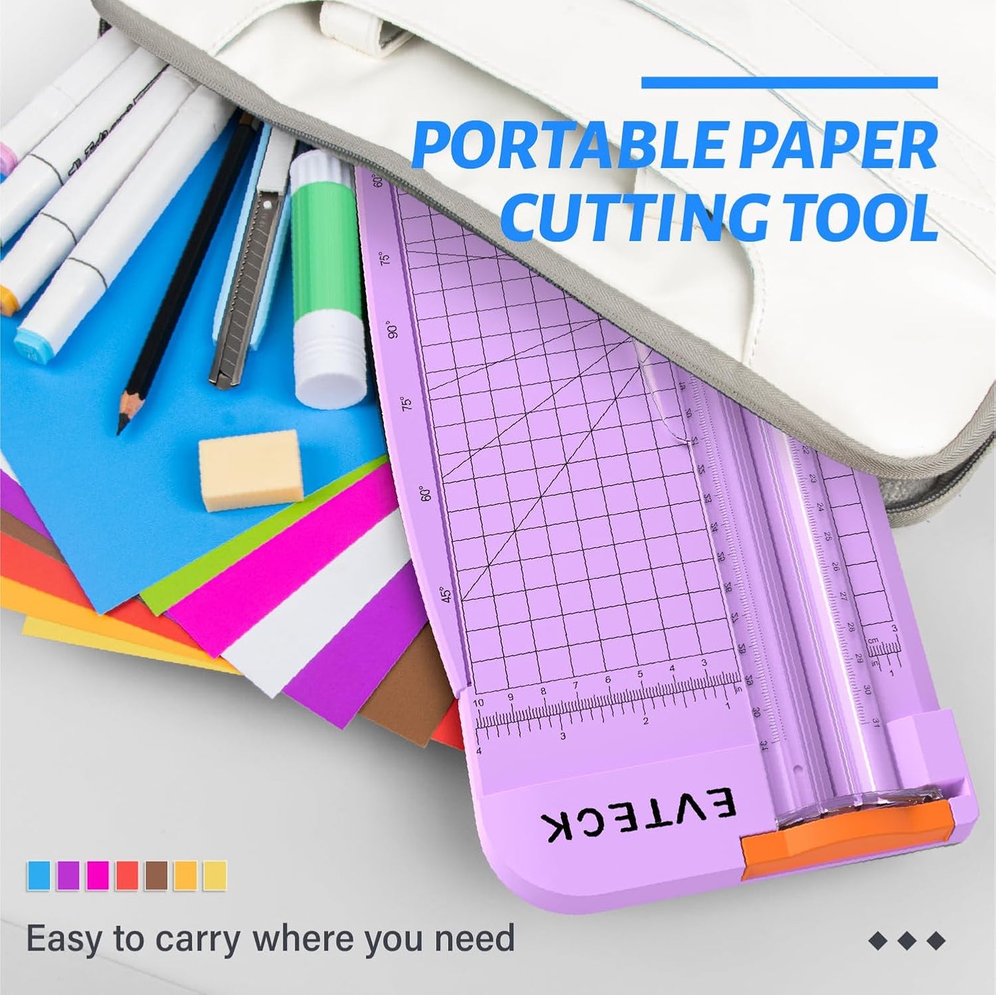Evteck Paper Cutter 12 Inch Paper Trimmer Slider Crafting Scrapbooking Supplies for A4 Vinyl Photo Cardstock with Security Blade and Foldable Ruler