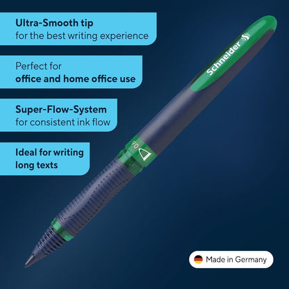 Schneider One Business Rollerball Pen, 0.6 mm Ultra-Smooth Tip, Blue Barrel, Black Ink, Box of 10 Pens (183001)