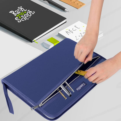 Tamfile Fireproof Accordion File Organizer with Handle, 13 Pocket Transparent Expanding File Folder with Zipper & Labels, File Folder with Multi-Pockets Paper Organizer Folder for Letter A4 Files
