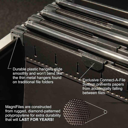 Ultimate Office MagniFile Hanging File Folders V- Bottom Letter Size with 11 inch Magnified Indexes that Double The Size of Your File Titles to Find Files Fast. (Set of 5 Frost)
