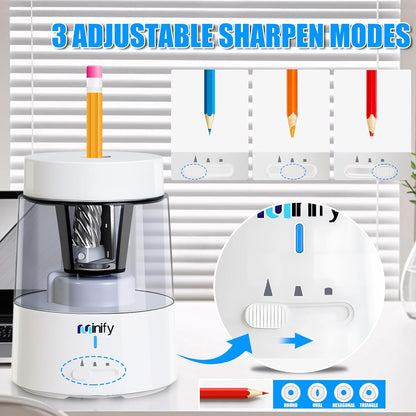 Pencil Sharpener Electric Pencil Sharpener Heavy Duty Blade Rechargeable Battery Powered Pencil Sharpeners for 6-8mm Colored Pencils Auto Stop Fast Sharpen in 3s (Black)