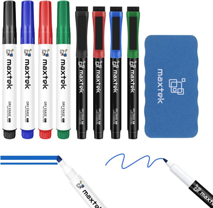 maxtek Low Odor Dry Erase Markers Chisel Tip, Whiteboard Markers Set 4 Count with 1 Magnetic Eraser