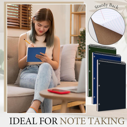 MotiMind 10 Pack 8.5" x 11" Top Spiral Notebook with 3 Hole Punched Morandi Colors Legal Pads College Ruled Notepad 50 Sheets Hard Cardboard Paper Wirebound Notepad for Office School Business