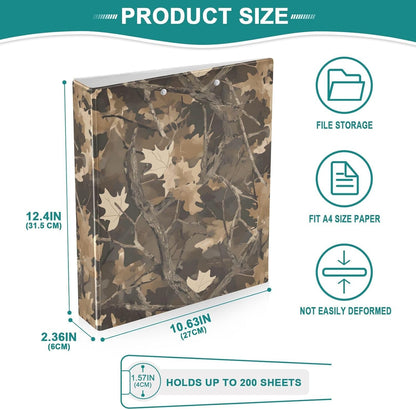 ALAZA Brown Forest Camo Camouflage 3 Ring Binder 1.5 Inch Three Ring Office Binders w/clipboard & 3 Pockets, Hold 200 Sheets, 1 pc
