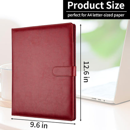 Professional Padfolio with Clipboard, Faux Leather Portfolio Folder Binder, Legal Pad Holder for A4 Letter Size Notepad, Resume, Writing Pad, Ideal Organizer for Business Office Conference, Black