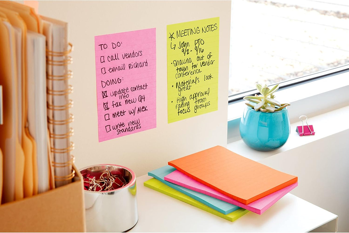 Post-it Super Sticky Lined Notes, 3 Sticky Note Pads, 4 x 6 in., School Supplies for Students, Ideal for Textbooks, Notebooks, Walls and Vertical Surfaces, Supernova Neons Collection