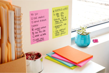 Post-it Super Sticky Lined Notes, 3 Sticky Note Pads, 4 x 6 in., School Supplies for Students, Ideal for Textbooks, Notebooks, Walls and Vertical Surfaces, Supernova Neons Collection