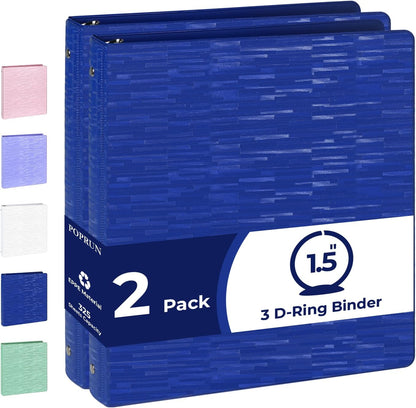 POPRUN 3 Ring Binder 1 Inch, PVC-Free, Holds 175 Sheets of 8.5 x 11 Paper, Extra Durable Organizer with 2 Pockets for School & Office, Heavy-Duty, 4 Pack, Pink