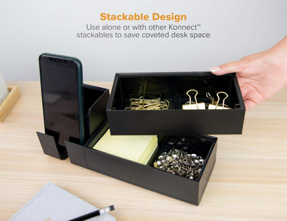 Bostitch Office Konnect Desk Organizer Accessory Tray, Stacks for Desktop Storage, Black