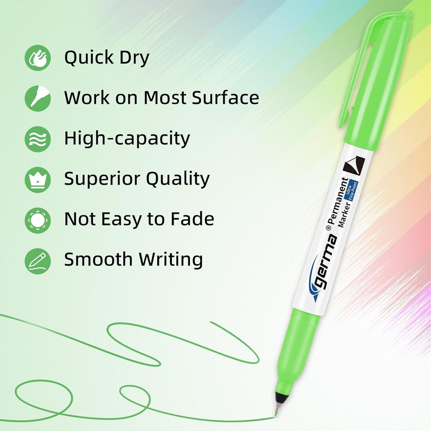 Cgerma Ultra Fine Point Permanent Markers Black, 18 Pack Ultra Fine Tip Markers, Waterproof, Quickly Dry, No bleed, Works on Plastic, Wood,Stone, Metal and Glass for School Office Home