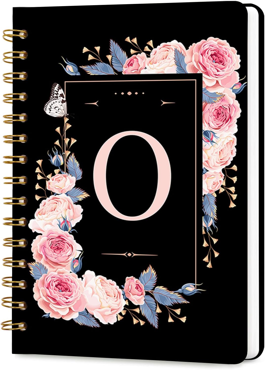 Lined Spiral Journal Notebook, A5 College Ruled Spiral Notebook for Women, Hardcover with Elegant Design for Work and Note-Taking, 5.5 * 8.25 inch, 160 Pages, Letter T