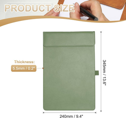 PATIKIL A4 Letter Size PU Leather Clipboard, 9.5"x13.5" Business Magnetic Padfolio with Pen Holder Organizer Office Folder Writing Board Style 2, Black