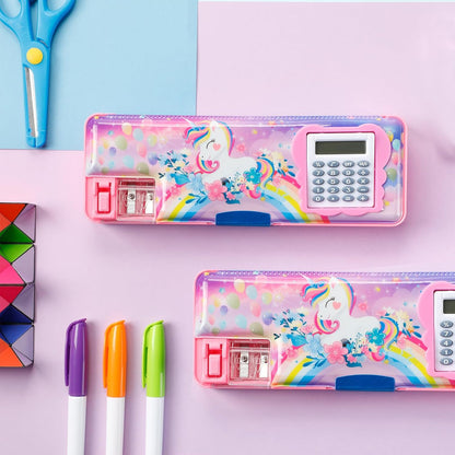 Henoyso Multifunctional Pencil Box for Girls Butterfly Pencil Case with Calculator and Sharpener Cool Cute Pencilcase School Supplies Essentials Christmas Birthday Gift Present for Kids Teens