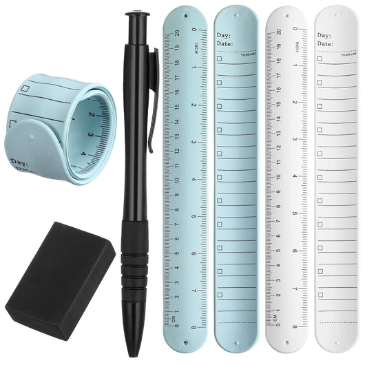 Azefnuhk 2 Pcs Erasable Slap Bracelets, Wrist Notepad, Nurse Wrist Notebook, To Do List Wrist Bandwith Ballpoint Pen and Eraser Reminder Bracelet Wrist Band Notepad Gifts for Nurse Week Essentials
