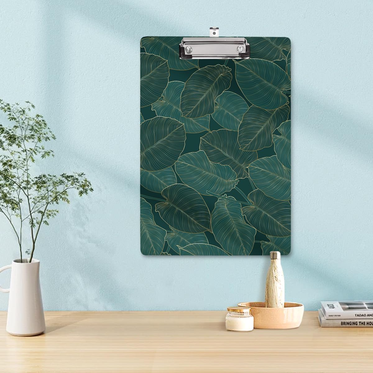 WAVEYU Fashion Cute Clipboard, Decorative Office Hardboard Wood Nursing Clip Board for Standard A4 Letter Size for Students, Women, Men, 12.5"x 9", Black+White02