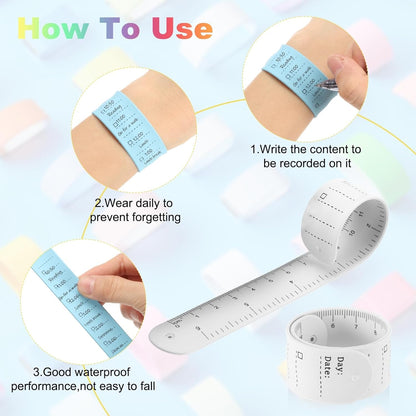 uxcell 2Pcs Writable Wrist Band, 9.45" x 1.18" Waterproof Slap Bracelet Reusable Writable Erasable to Do List Silicone Memo Wrist Bands for Planner Reminder (White)
