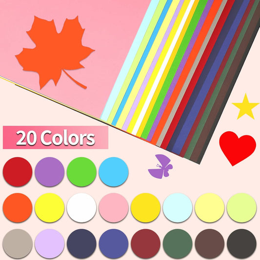 Colored Cardstock 20 Sheets, 20 Assorted Colors A4 Size Cardstock Paper 8.5" x 11, 200GSM 75 lb Cardstock Colored Paper for Card Making, Craft, Scrapbooking, Party Decors, Kids School Supplies
