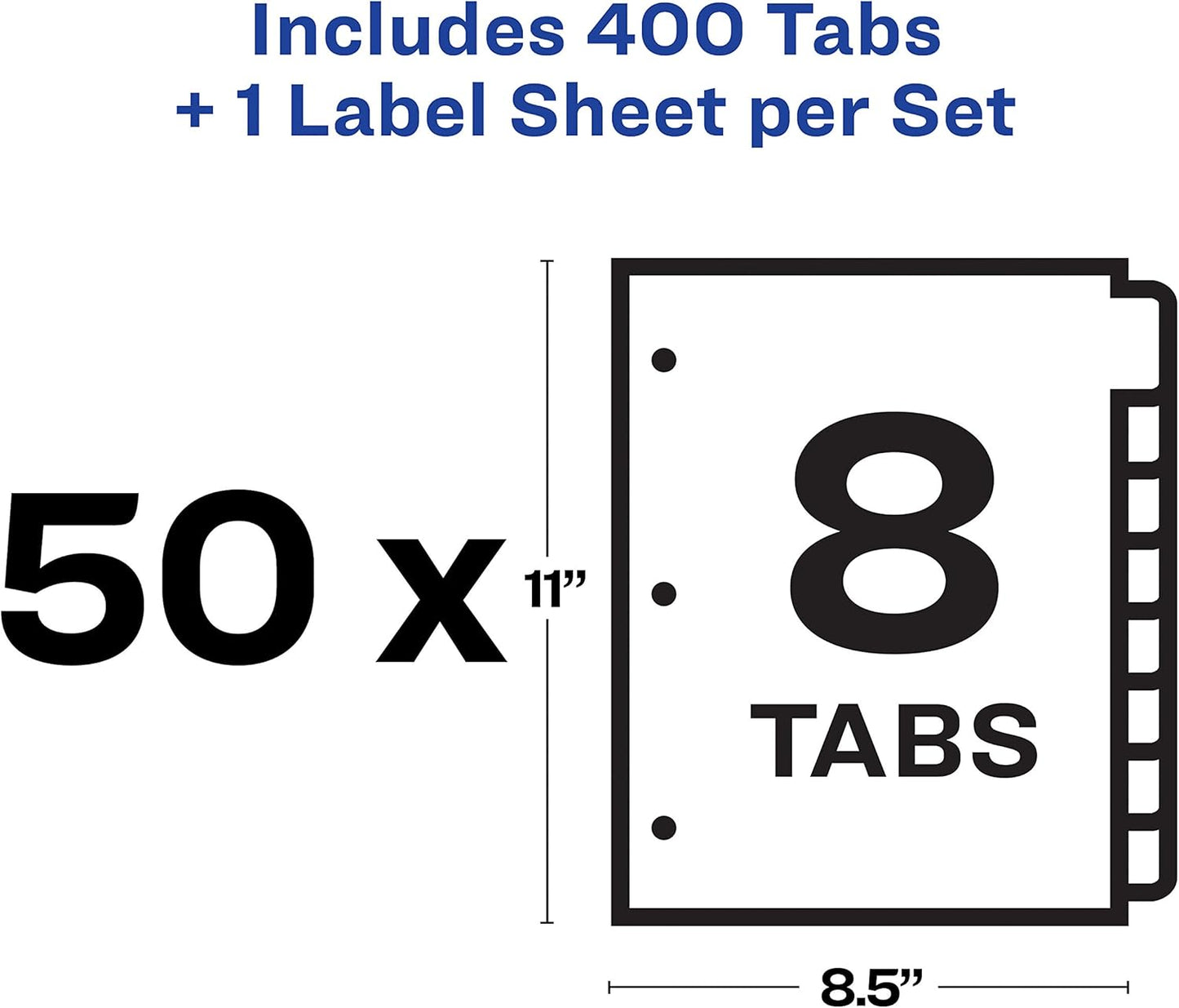 Avery 5 Tab Dividers for 3 Ring Binder, Easy Print & Apply Clear Label Strip, Index Maker Customizable White Tabs, 25 Sets (11446)