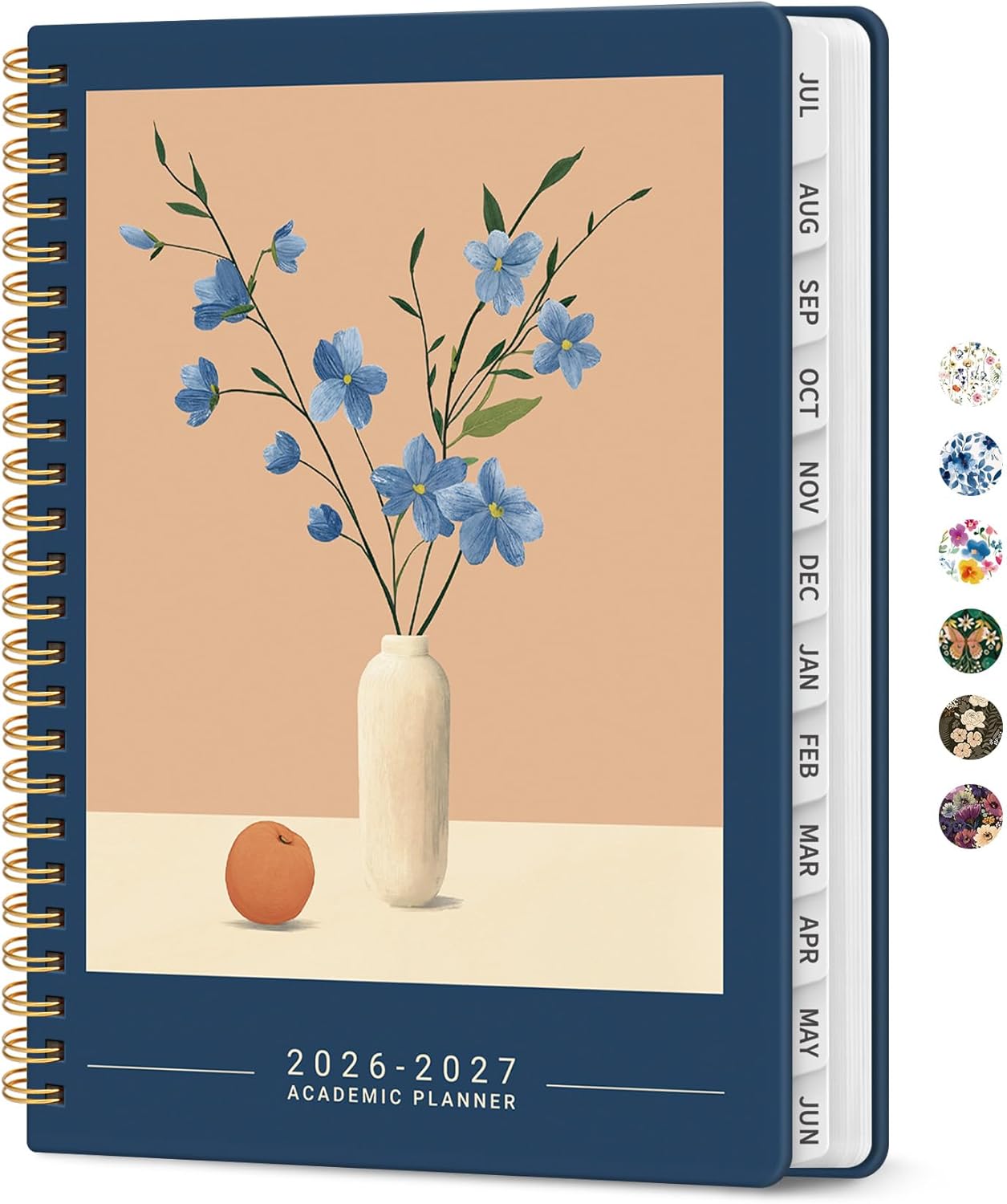 Planner 2026-2027, Academic Year Monthly and Weekly Calendar Planner, Jul 2026 - Jun 2027, Hardcover Teacher Student Planning Agenda book with Tabs, Perfect for School Office Supplies, 6.3" x 8.5" - Wildflowers