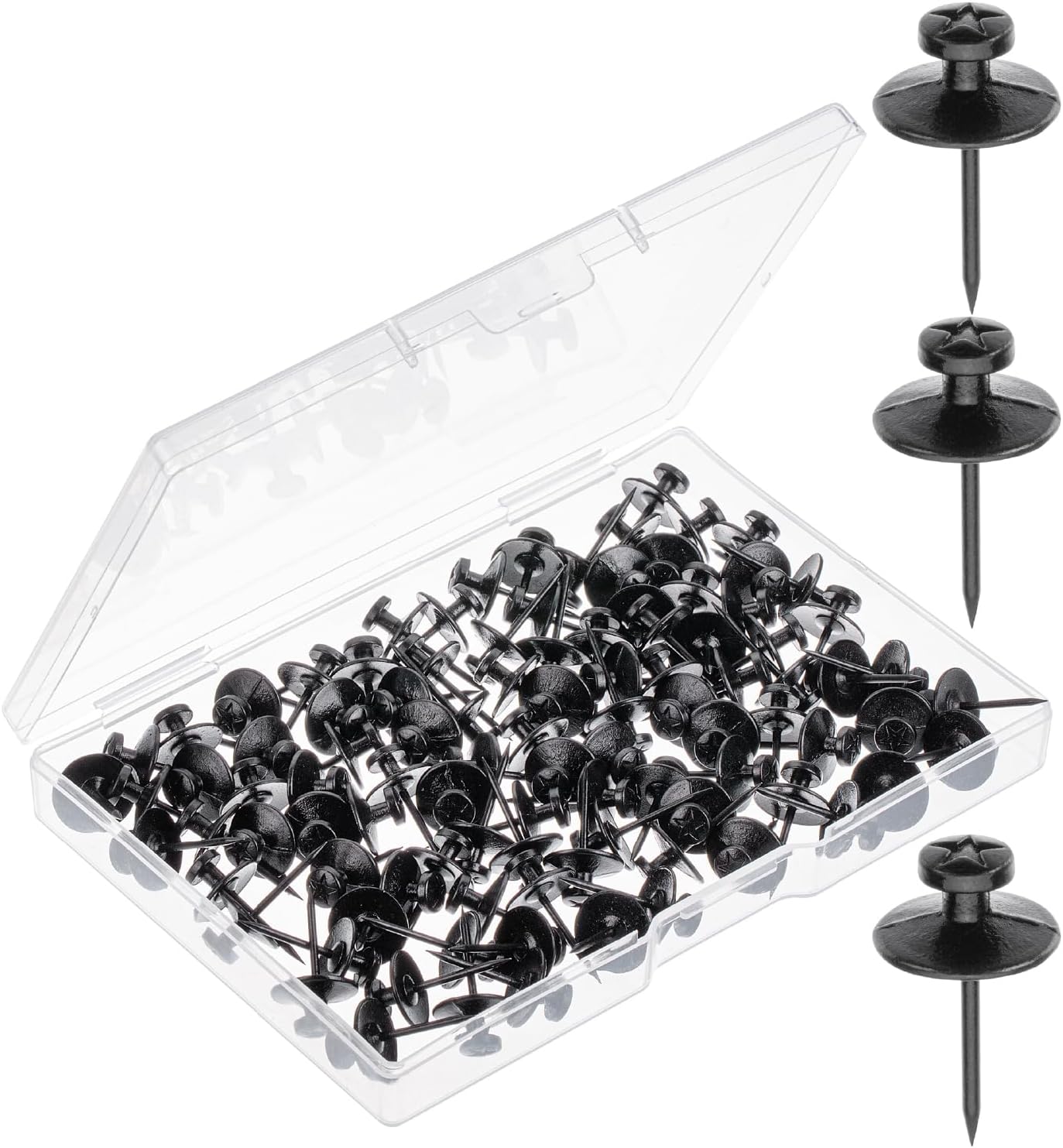 Mr. Pen- Double Headed Picture Hanging Nails, 50 Pack, Black, Push Pins for Wall