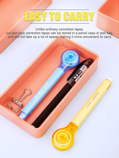 5pcs Correction Tape Pen, White, 1/5" x 236", Push-pull Protective Cover