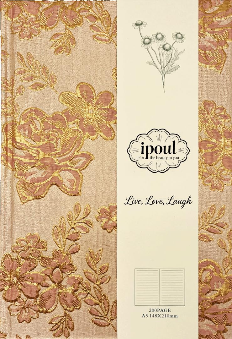 ipoul Flower Notebook, A5, 6x8, Hardcover, Lay Flat, Lined Paper, Journal for Women, Writing Notebook, Pretty, Hibiscus, Pink, Birthday Gifts for Women, Wedding Shower Gifts, Mothers Day Gift