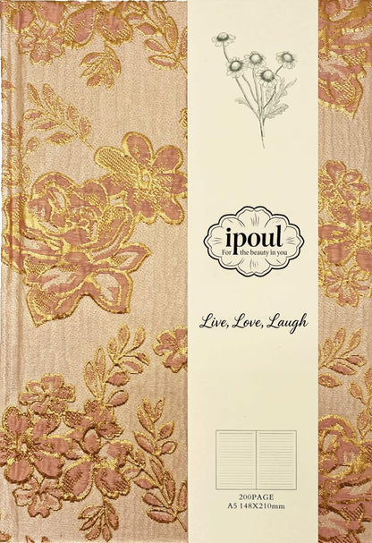 ipoul Flower Notebook, A5, 6x8, Hardcover, Lay Flat, Lined Paper, Journal for Women, Writing Notebook, Pretty, Hibiscus, Pink, Birthday Gifts for Women, Wedding Shower Gifts, Mothers Day Gift