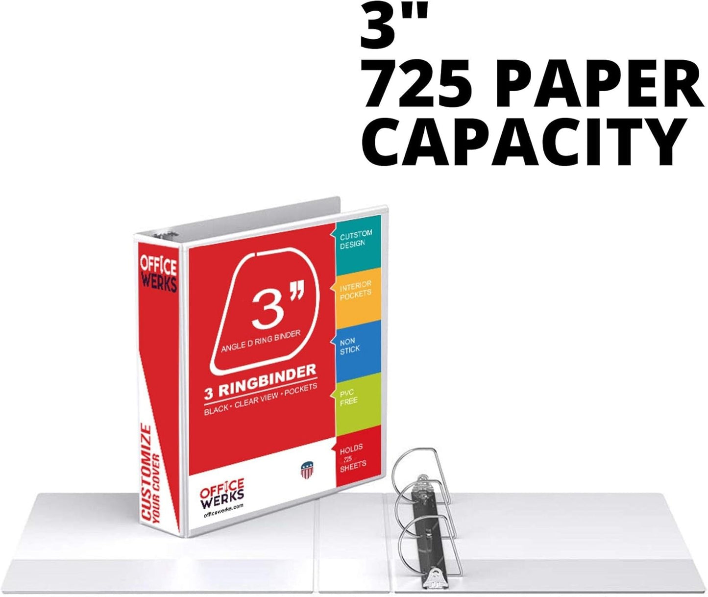 3 Ring Binder, Professional Angle D Ring Binder 5 Inch, Presentation Folder for Standard Pages 8.5 x 11 with Pockets, Crystal Clear View White (1 Pack)
