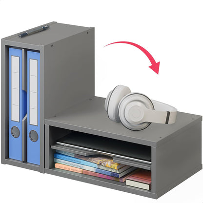 Ballucci File Organizer, 4-Tier Office Desk Organizer, Open Top Wood Paper Organizer for Classroom, Desktop Mail Sorter Paper Tray, Black
