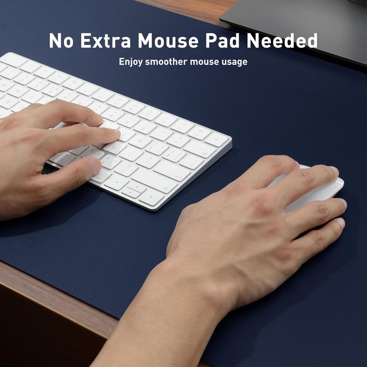 Aothia Leather Office Desk Pad Protector, Non-Slip PU Leather Desk Blotter, Waterproof Laptop Writing Mouse Pad for Office and Home, Black, 31.5" x 15.7" - Colors A