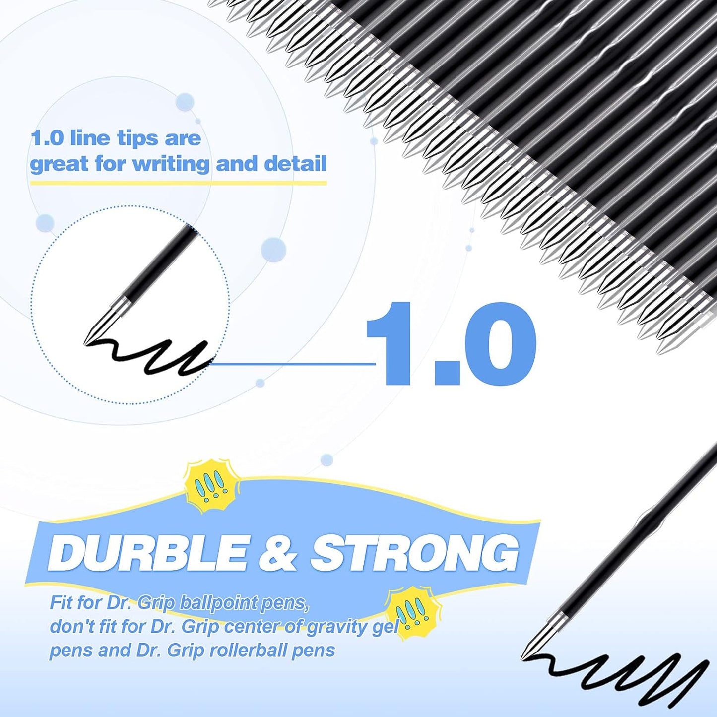 Zonon 30 Pieces Pen Refills Ink Ballpoint Pen Refill 3.9 Inch Replacement Ink Refill Bulk for Retractable Pens Office School Supplies, Medium Point(Blue)