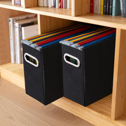 4 Packs Letter Size File Organizer, File Folders Organizer, Fabric Storage Box, Collapsible Paper Organizer with Metal Handle, Smooth PVC Rails, Only Box (Beige)