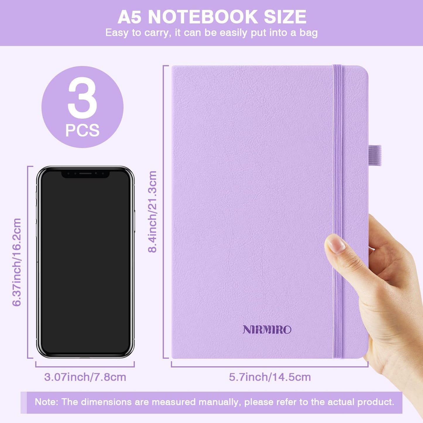 NIRMIRO Small Notebook Journals, 3 Pack Mini Pocket Note pads for Men & Women Writing, A6 Small Leather Notepad 3.7" x 5.7" with Pen, Black, Red, Green