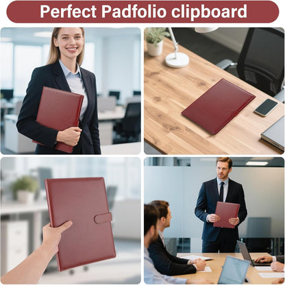Professional Padfolio, Multi Function Faux Leather Portfolio Binder with Clipboard - Interview Resume Folder, Legal Document, Business Card Holder, for Office, Conference, Interviews (Black)