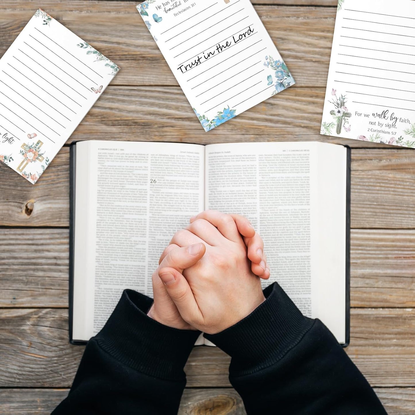 Gersoniel 8 Pack Christian Sticky Notes Gifts for Mothers Day Bulk for Church Small Scripture Inspirational Memo Pads Floral Adhesive Religious Bible Verse Quotes Notepads, 4 x 5.5 Inch(Simple Style)