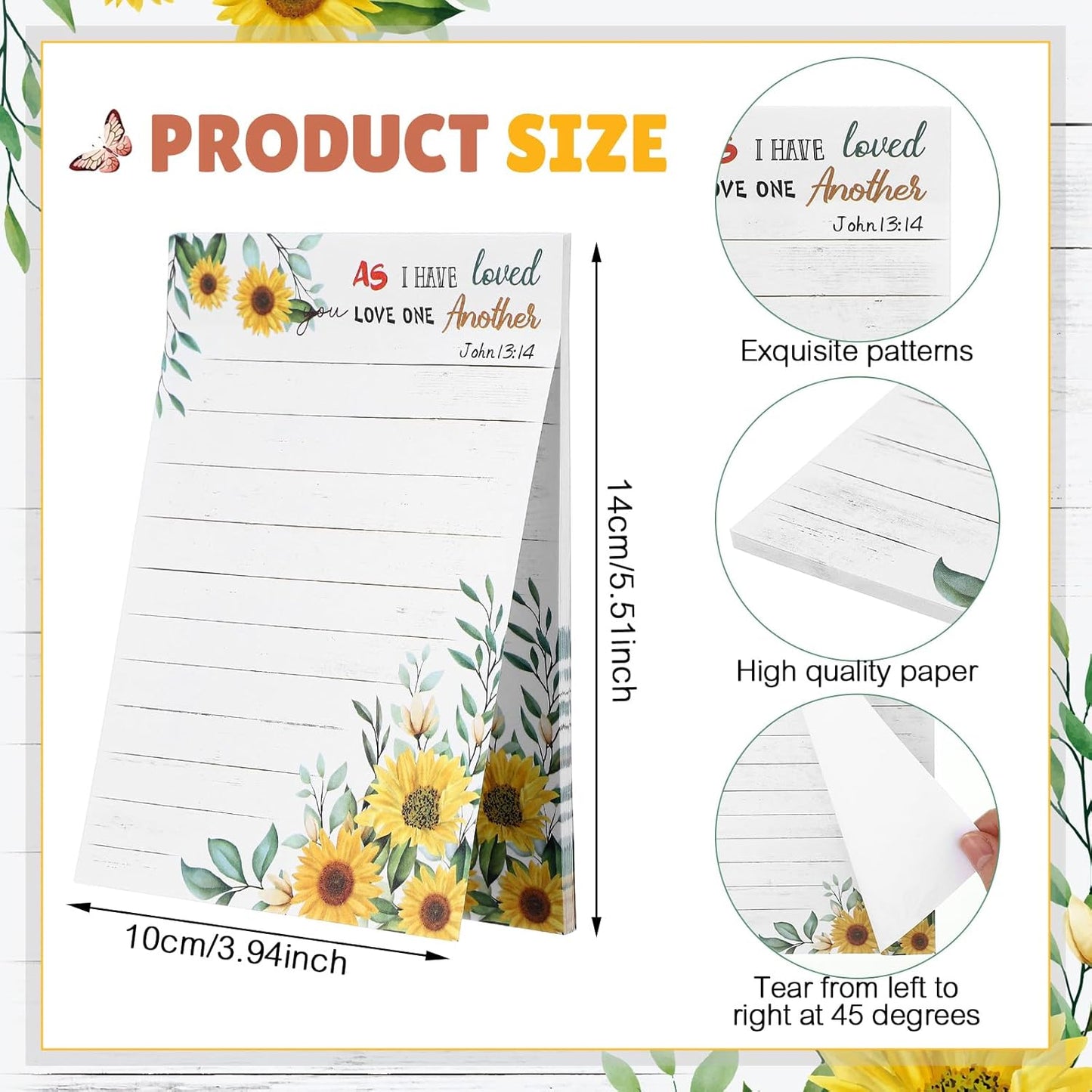 Gersoniel 8 Pack Christian Sticky Notes Gifts for Mothers Day Bulk for Church Small Scripture Inspirational Memo Pads Floral Adhesive Religious Bible Verse Quotes Notepads, 4 x 5.5 Inch(Simple Style)