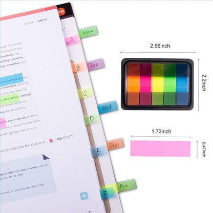 Golcellia Fluorescent Translucent Sticky Note Flags, 1200 Pcs Total, Pack of 10 Color Tabs, Arrow Index Tabs, Page Flag Markers