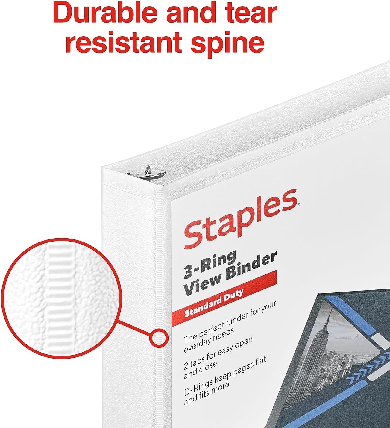 Staples Standard 2-Inch 3-Ring View Binder, Holds Up to 450 Sheets, Orange, Durable Binder for Office & School