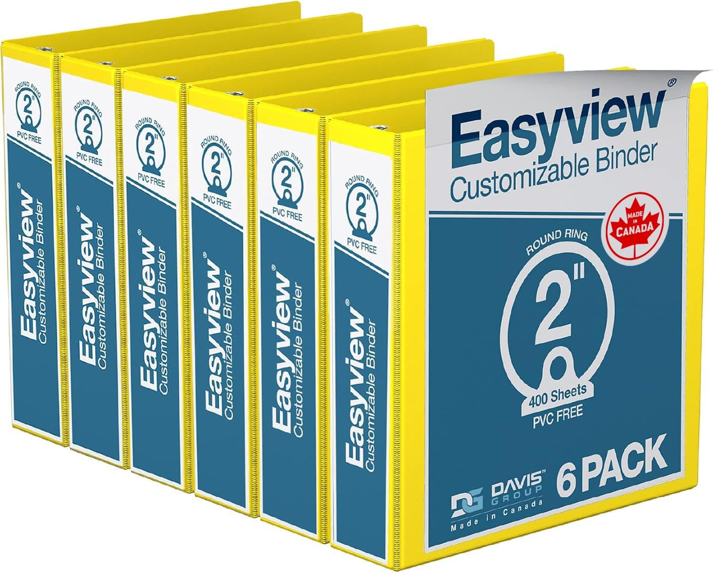 Easyview Premium 3-Ring Binders with Clear-View Covers and Round Rings, Binders for School or Office, 1 Inch, Pack of 6, Navy Blue
