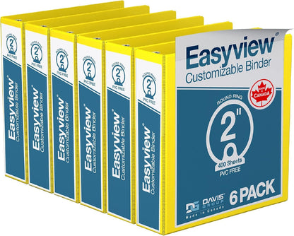 Easyview Premium 3-Ring Binders with Clear-View Covers and Round Rings, Binders for School or Office, 1 Inch, Pack of 6, Navy Blue