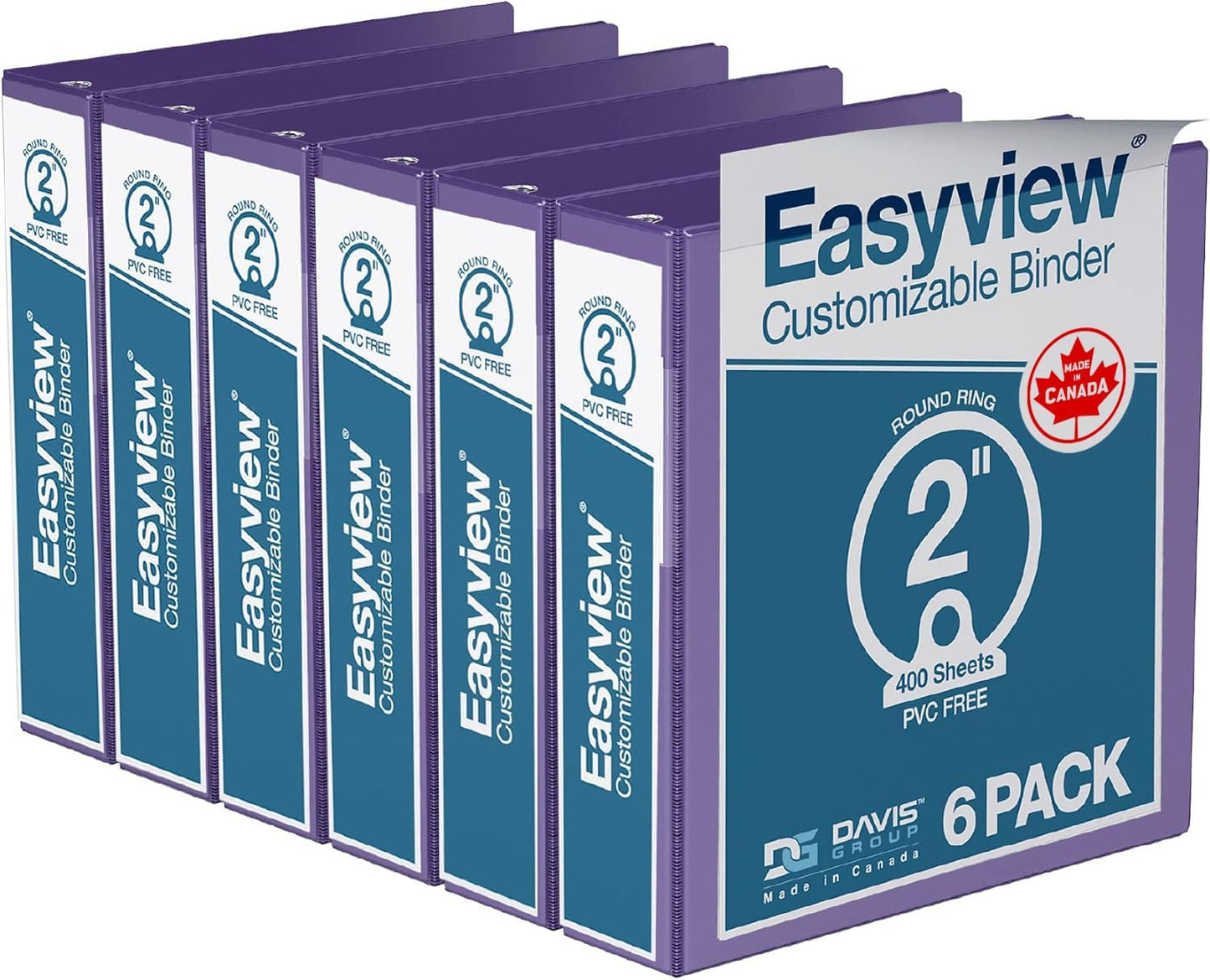 Easyview Premium 3-Ring Binders with Clear-View Covers and Round Rings, Binders for School or Office, 1 Inch, Pack of 6, Navy Blue
