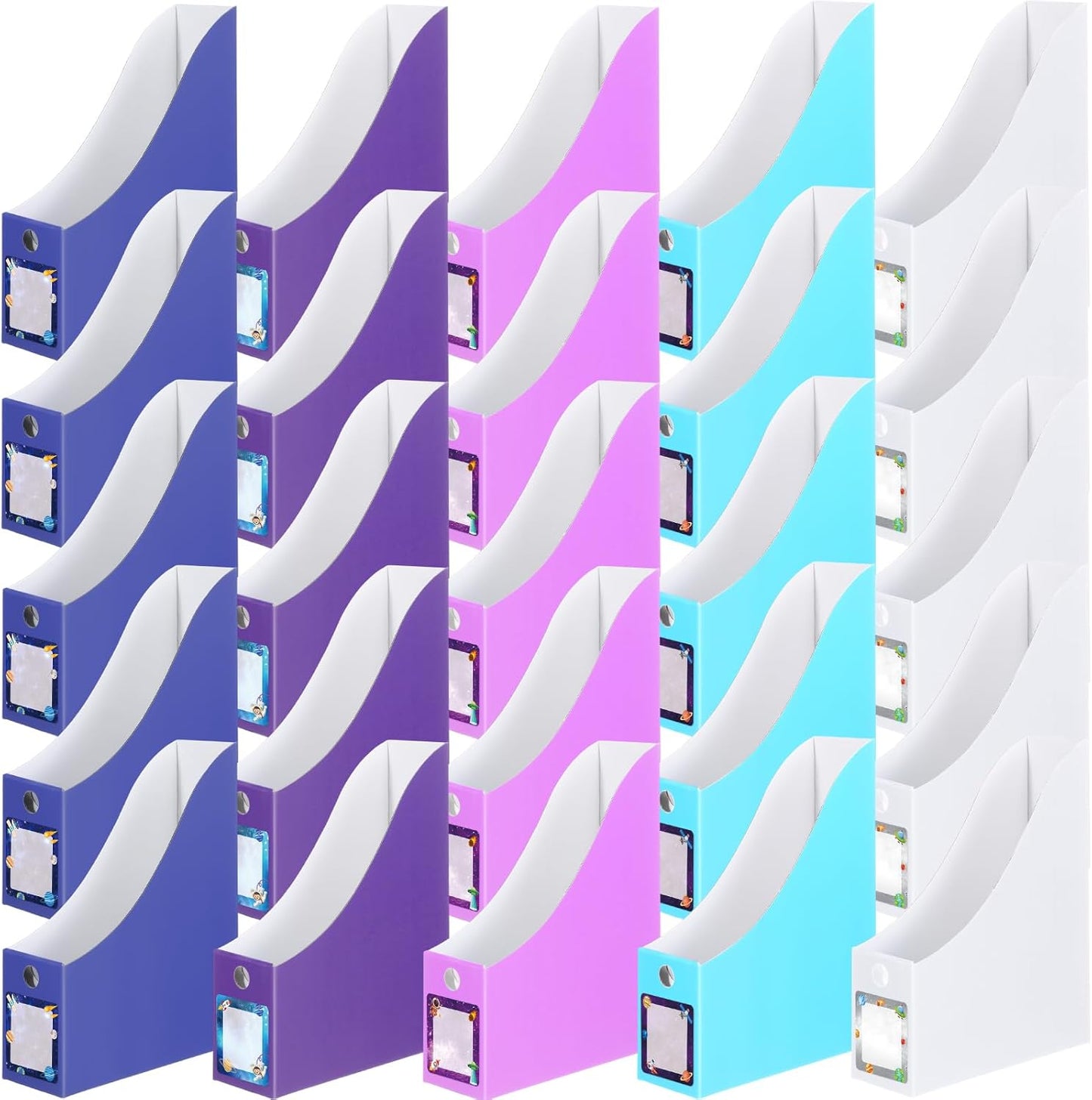Pasimy 25 Pcs Pastel Cardboard Magazine File Holder Magazine Organizer Book Bin with Label Sticker Multicolor File Storage Box for Desk Shelves Document School Classroom Home Office Supplies