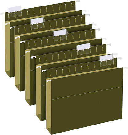 Hanging File Folders, RAZCC 30 Pack Letter Size Reinforced Hanging Folders with Heavy Duty 2 Inch Expansion for Bulky Files, Filing Cabinet, Adjustable Tabs, Green