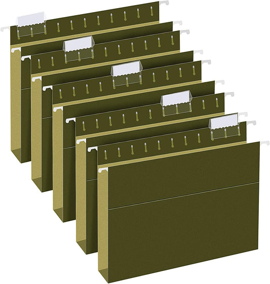 Hanging File Folders, RAZCC 30 Pack Letter Size Reinforced Hanging Folders with Heavy Duty 2 Inch Expansion for Bulky Files, Filing Cabinet, Adjustable Tabs, Green