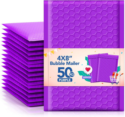 GSSUSA Black Bubble Mailers 4x8 Inches 50 Pack, Usable Size 4X7" Bubble Envelopes for Small Business, Padded Envelope, Shipping Mailers, Packaging Bags, Mailing Envelopes, Shipping Supplies